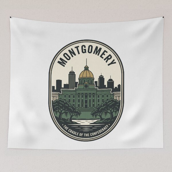 Item preview, Montgomery Alabama State Capitol Vintage Skyline Emblem designed and sold by k3rstman1.