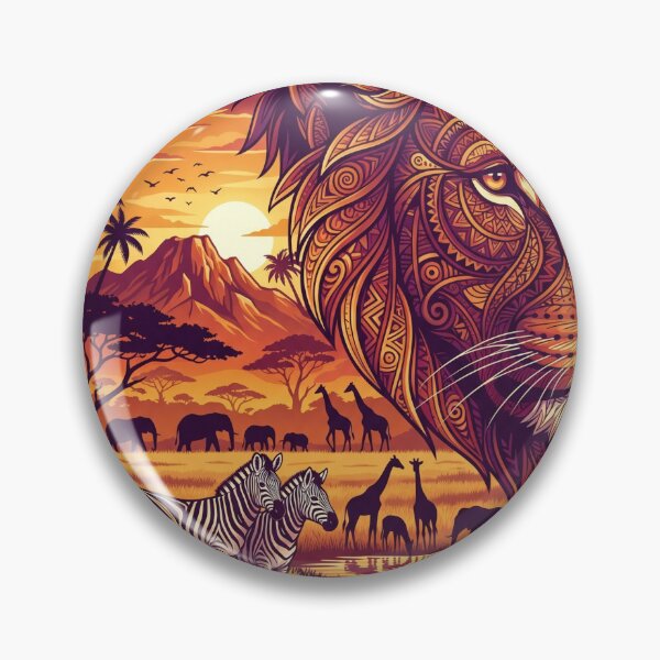 Item preview, Tribal Lion Head African Savanna Sunset designed and sold by Jedillm .
