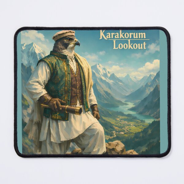 Item preview, Karakorum Lookout Pakistan Eagle Mountain Travel Poster designed and sold by AuraloomAtelier.