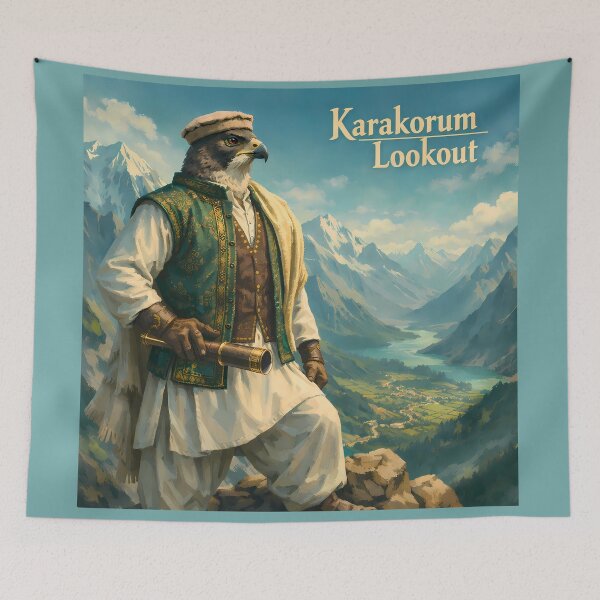Item preview, Karakorum Lookout Pakistan Eagle Mountain Travel Poster designed and sold by AuraloomAtelier.