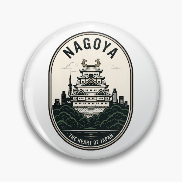 Item preview, Nagoya Japan Castle Skyline Vintage Badge designed and sold by k3rstman1.