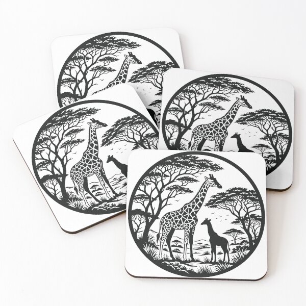 Item preview, Giraffe Family Savanna Silhouette Papercut Art designed and sold by Jedillm .