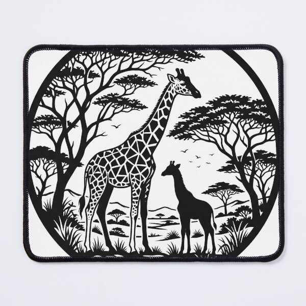Item preview, Giraffe Family Savanna Silhouette Papercut Art designed and sold by Jedillm .
