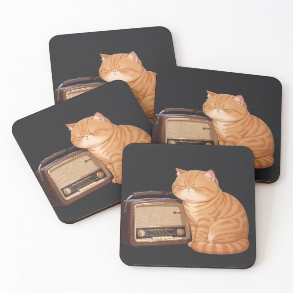 Item preview, Sad Lofi Cat with Vintage Radio Sticker designed and sold by Moody Vibes Studio.