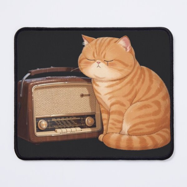 Item preview, Sad Lofi Cat with Vintage Radio Sticker designed and sold by Moody Vibes Studio.
