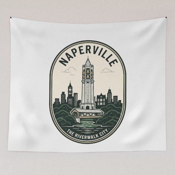 Item preview, Naperville Illinois Riverwalk City Moser Tower Vintage designed and sold by k3rstman1.