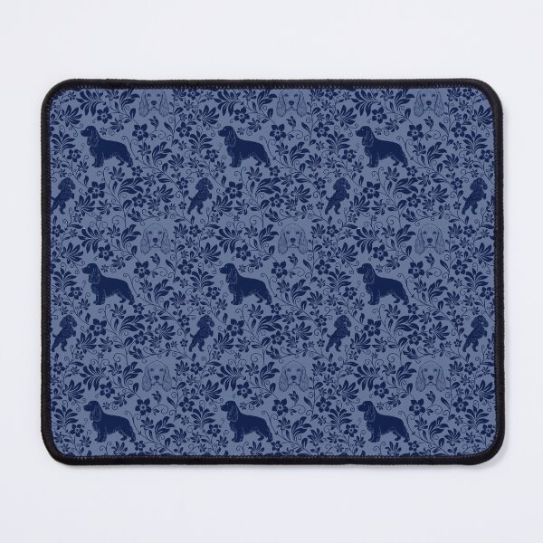 Item preview, Cocker Spaniel Floral Silhouette Pattern | Elegant Spaniel Dog Design in Blue designed and sold by WildLakePatterns.