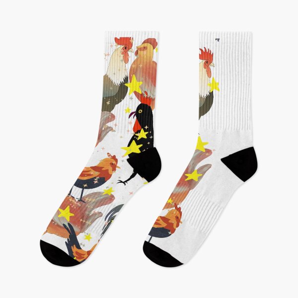 Item preview, Rooster Chicken Star Sparkle Pattern Farm White Art Print designed and sold by Extremeallie.