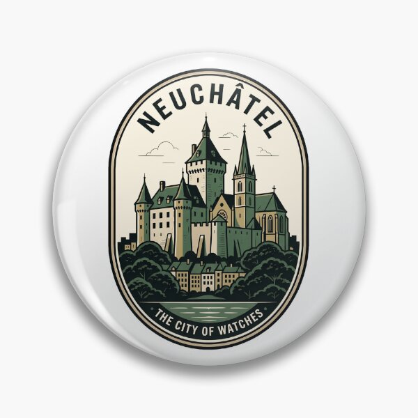 Item preview, Neuchâtel Switzerland Castle Vintage Travel Badge designed and sold by k3rstman1.