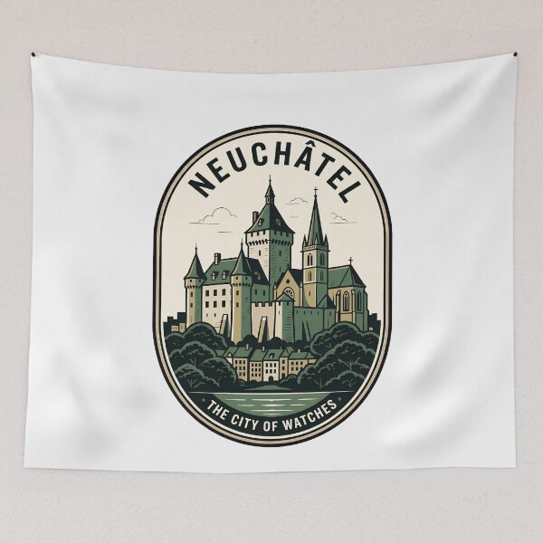 Item preview, Neuchâtel Switzerland Castle Vintage Travel Badge designed and sold by k3rstman1.