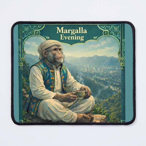 Item preview, Margalla Evening Pakistan Monkey Mountain Travel Poster designed and sold by AuraloomAtelier.