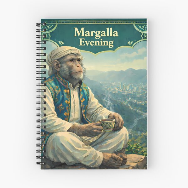 Item preview, Margalla Evening Pakistan Monkey Mountain Travel Poster designed and sold by AuraloomAtelier.
