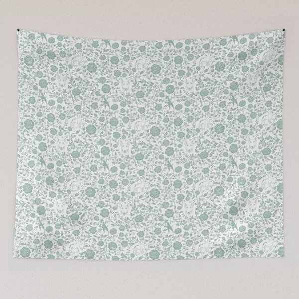 Item preview, Bull Terrier Floral Silhouette Pattern | Bold Dog Botanical Design in Green designed and sold by WildLakePatterns.