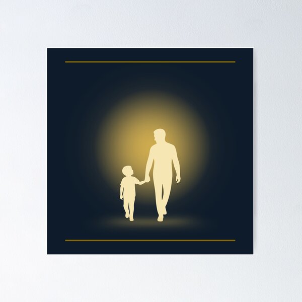 Item preview, Premium Navy Blue Father Child Luxury Artwork designed and sold by Uvclick.