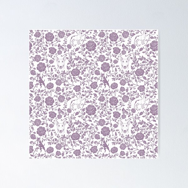 Item preview, Bull Terrier Floral Silhouette Pattern | Bold Dog Botanical Design in Lavender designed and sold by WildLakePatterns.