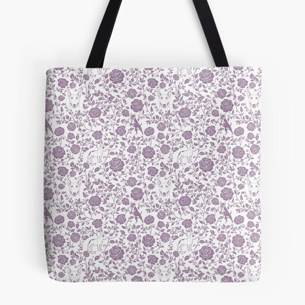 Item preview, Bull Terrier Floral Silhouette Pattern | Bold Dog Botanical Design in Lavender designed and sold by WildLakePatterns.