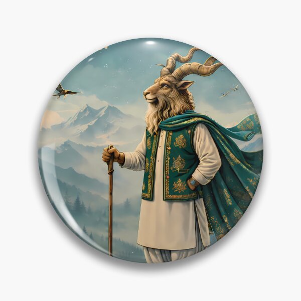 Item preview, Northern Guardian Markhor Pakistan Mountain Travel Poster designed and sold by AuraloomAtelier.