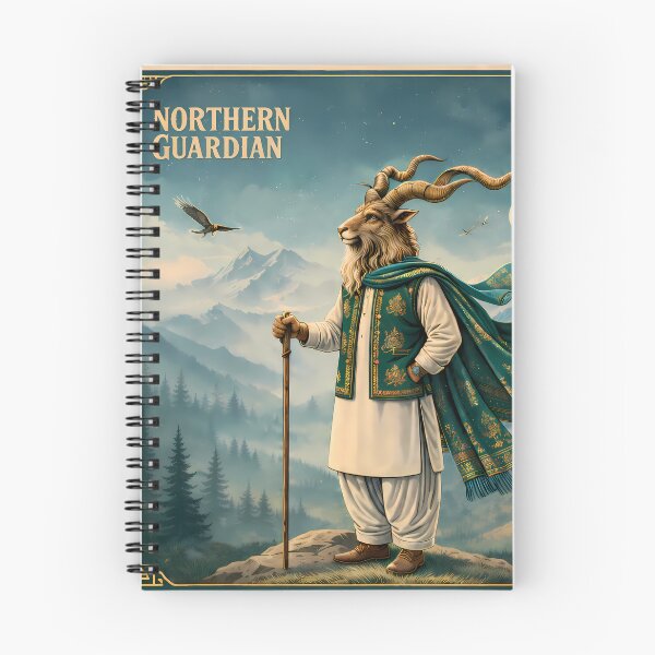 Item preview, Northern Guardian Markhor Pakistan Mountain Travel Poster designed and sold by AuraloomAtelier.