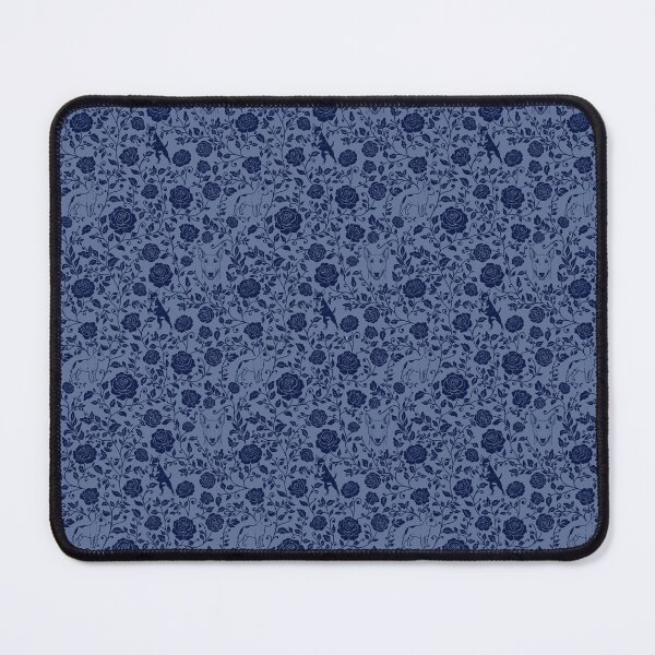 Item preview, Bull Terrier Floral Silhouette Pattern | Bold Dog Botanical Design in Blue designed and sold by WildLakePatterns.