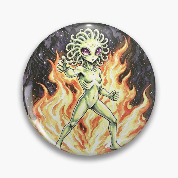 Item preview, Snake Hair Alien with Flames – Space Fantasy Art designed and sold by TeyArtWork.