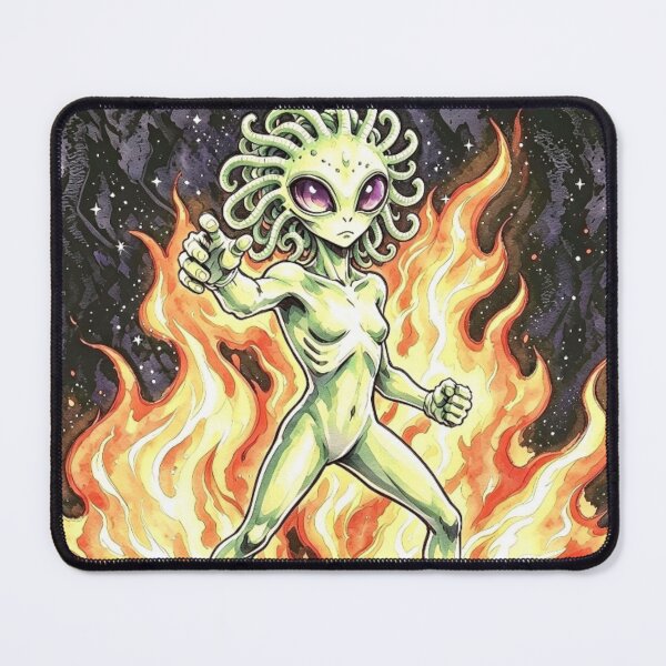 Item preview, Snake Hair Alien with Flames – Space Fantasy Art designed and sold by TeyArtWork.