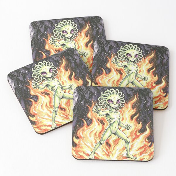 Item preview, Snake Hair Alien with Flames – Space Fantasy Art designed and sold by TeyArtWork.