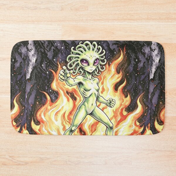Item preview, Snake Hair Alien with Flames – Space Fantasy Art designed and sold by TeyArtWork.