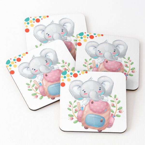 Item preview, Cute Baby Elephant with School Backpack Illustration designed and sold by PiksyPiksyArt.