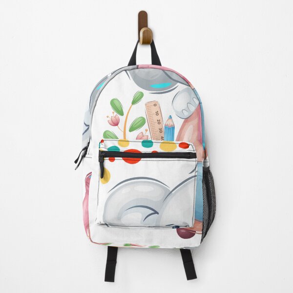Item preview, Cute Baby Elephant with School Backpack Illustration designed and sold by PiksyPiksyArt.