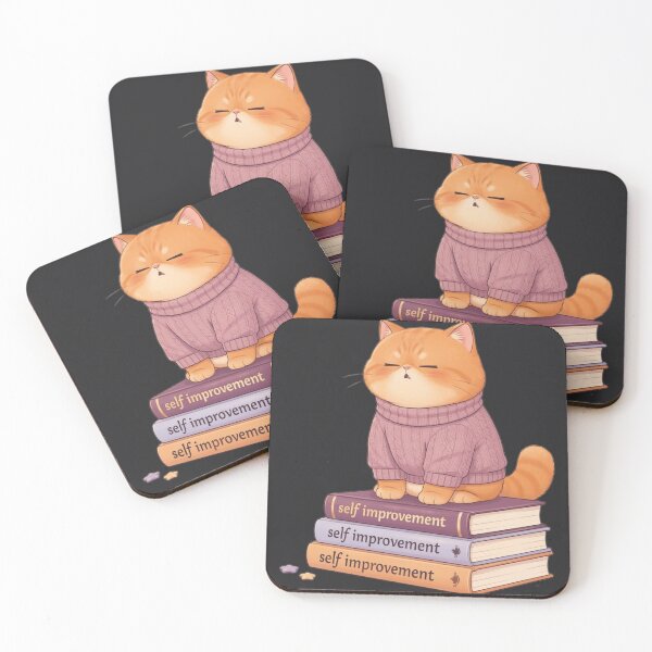 Item preview, Cozy Self Improvement Cat Sweater Sticker designed and sold by Moody Vibes Studio.