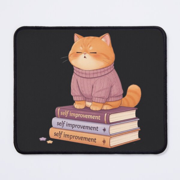 Item preview, Cozy Self Improvement Cat Sweater Sticker designed and sold by Moody Vibes Studio.