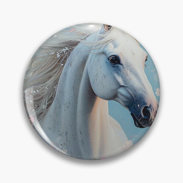 Item preview, White Horse Portrait Art, Dreamy Pastel Blue Pink Floral Illustration designed and sold by daila70.