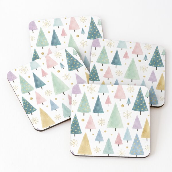 Item preview, Pastel Watercolor Christmas Tree Pattern designed and sold by Lizetteh.