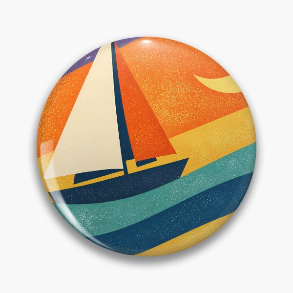 Item preview, Colour Block Yacht Under Crescent Moon designed and sold by InkSmithery.