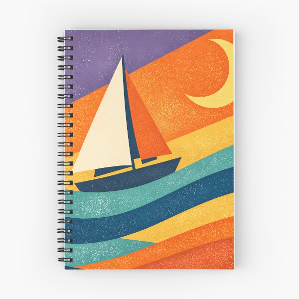 Item preview, Colour Block Yacht Under Crescent Moon designed and sold by InkSmithery.