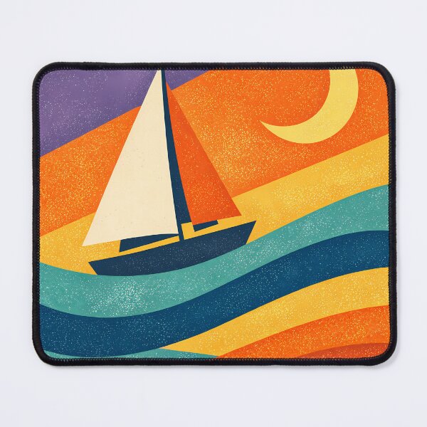 Item preview, Colour Block Yacht Under Crescent Moon designed and sold by InkSmithery.