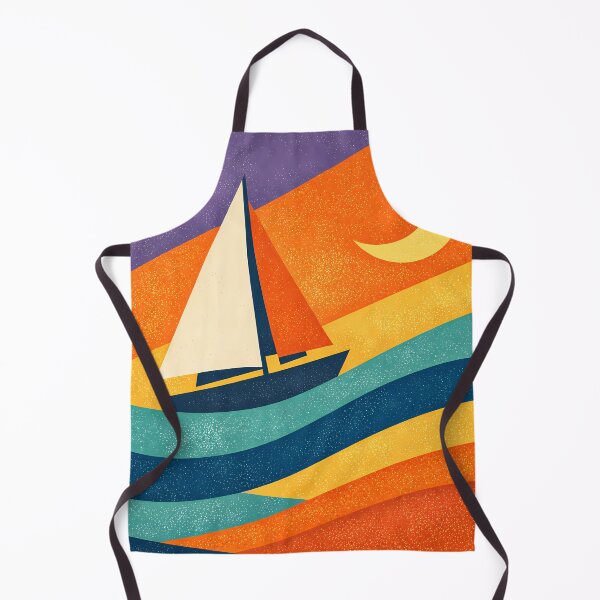 Item preview, Colour Block Yacht Under Crescent Moon designed and sold by InkSmithery.