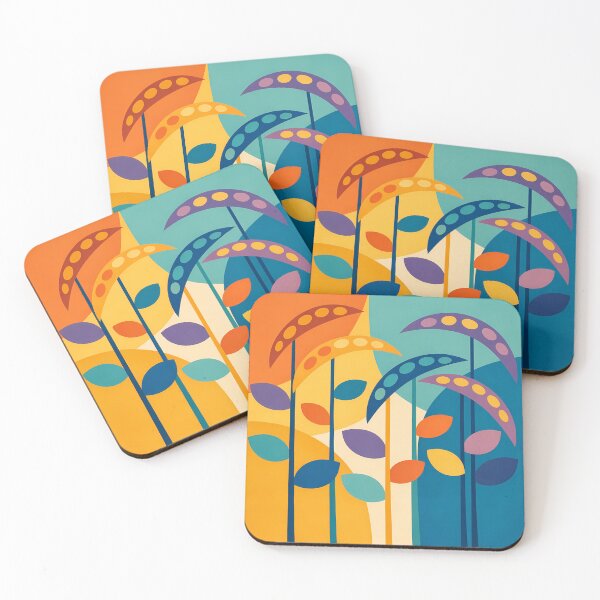 Item preview, Geometric Botanical Stems with Colourful Leaves designed and sold by InkSmithery.