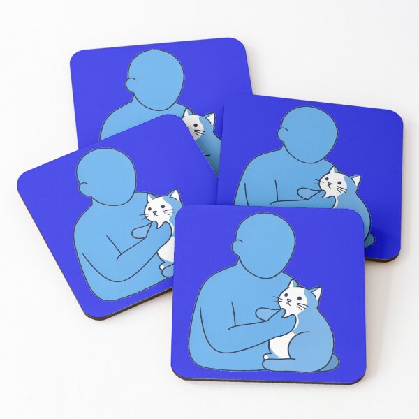 Item preview, Cute Cat Lover Minimalist Illustration – Cozy Blue Aesthetic Pet Hug Art designed and sold by zohocreations.