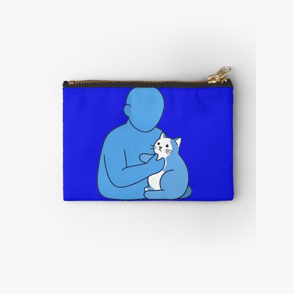 Item preview, Cute Cat Lover Minimalist Illustration – Cozy Blue Aesthetic Pet Hug Art designed and sold by zohocreations.