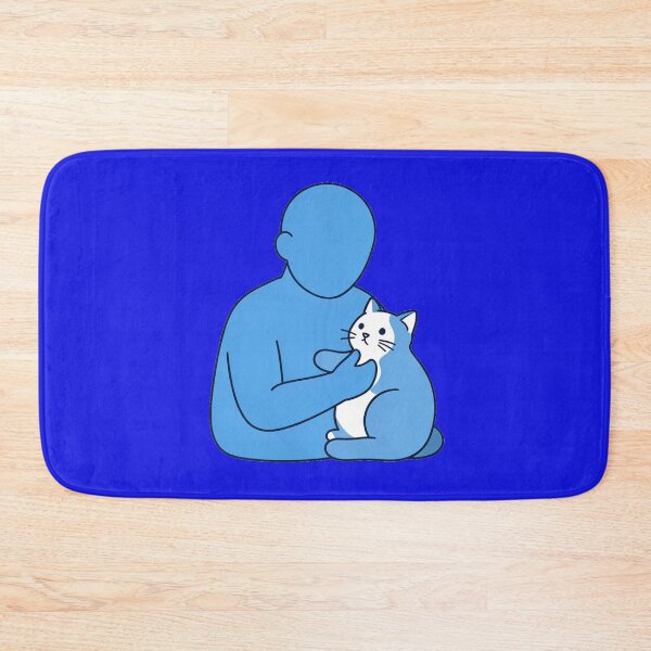 Item preview, Cute Cat Lover Minimalist Illustration – Cozy Blue Aesthetic Pet Hug Art designed and sold by zohocreations.