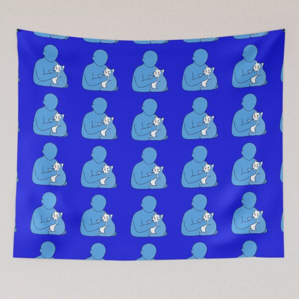 Item preview, Cute Cat Lover Minimalist Illustration – Cozy Blue Aesthetic Pet Hug Art designed and sold by zohocreations.
