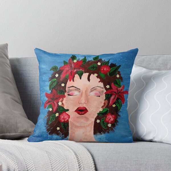 Item preview, Acrylic painting art women with flowers in the hair in front of water Kupala night, Slavic midsummer fest designed and sold by Lenasminiland.