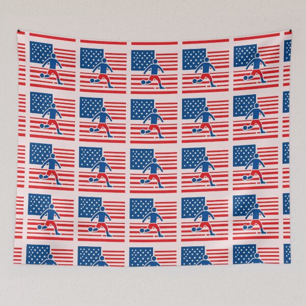 Item preview, USA Soccer Player Silhouette with American Flag – Patriotic Football Fan Design designed and sold by zohocreations.