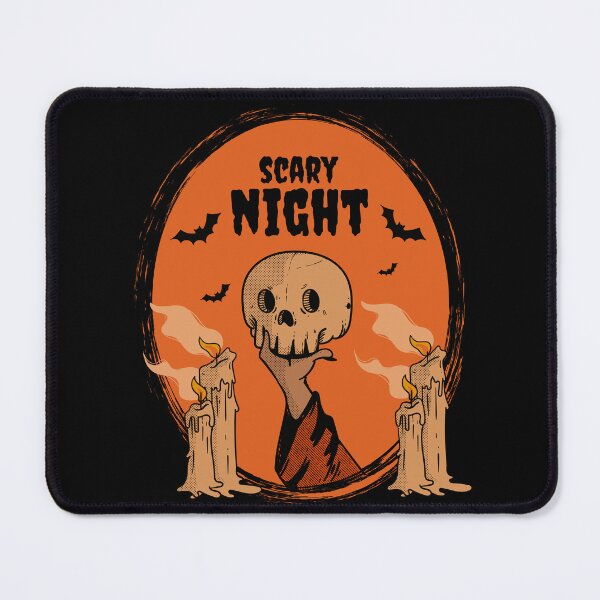 Item preview, Scary Night Skeleton Candles Bats Retro Vintage Halloween Orange Moon Art designed and sold by DERA RAY.