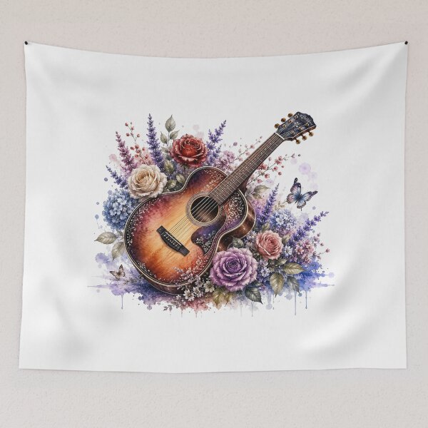 Item preview, Rustic Floral Guitar Art designed and sold by PetalGarden.