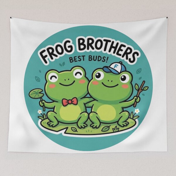 Item preview, Frog Brothers – Cute Cartoon Frog Friendship Adventure Design designed and sold by ArtsyExplorer.