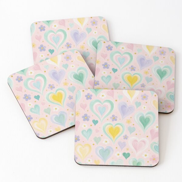 Item preview, Layered Hearts and Flower Watercolor Pattern designed and sold by Lizetteh.