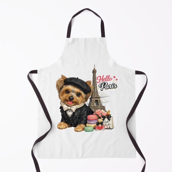 Item preview, Hello Paris Cute Yorkie Dog With Macarons Art designed and sold by Yorkie Magic Studio .