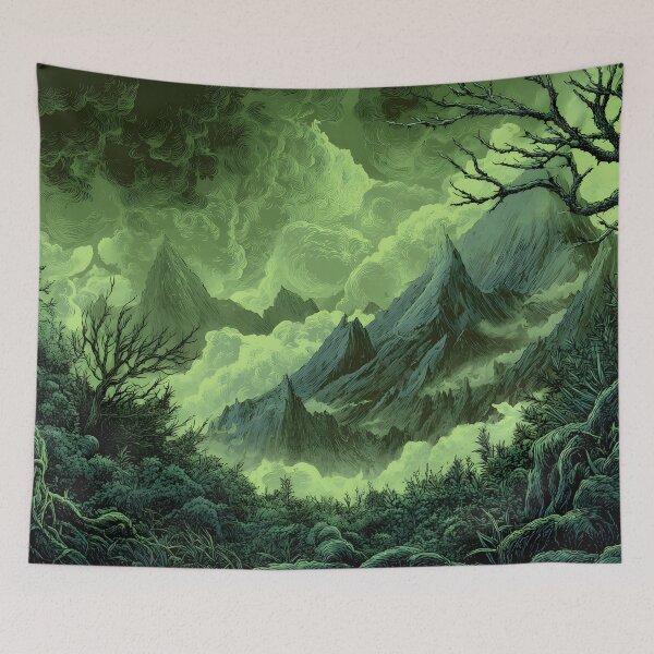 Item preview, Dense Forest Craggy Dragon Mountain Poisoned Sky designed and sold by GrinGalore.